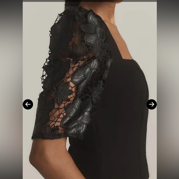 DOLAN LEFT COAST  Faux-Leather Cutwork Puff-Sleeve Blouse - Picture 3 of 10